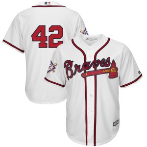 Stunning Atlanta Braves #42 Majestic 2019 Jackie Robinson Day Official Cool Base Jersey White