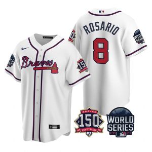 Stunning Atlanta Braves #8 Eddie Rosario Nike 150th Anniversary 2021 World Series Youth MLB Jersey   White Sports enthusiasts seize this opportunity Order now to feel the game excitement