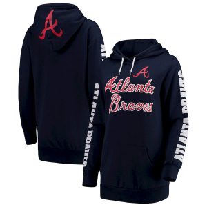 Stunning Atlanta Braves G III 4Her by Carl Banks Women's Extra Innings Pullover Hoodie Navy