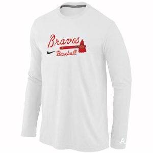 Stunning Atlanta Braves Long Sleeve MLB T Shirt White