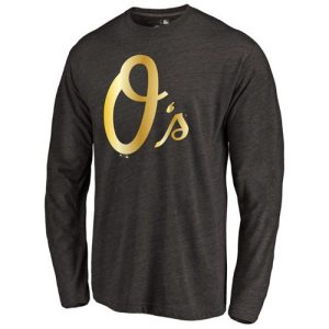 Stunning Baltimore Orioles Gold Collection Long Sleeve Tri Blend T Shirt Black
