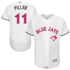 Stunning Blue Jays #11 Kevin Pillar White Flexbase Authentic Collection Mother's Day Stitched MLB Jersey