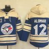 Stunning Blue Jays #12 Roberto Alomar Blue Sawyer Hooded Sweatshirt MLB Hoodie