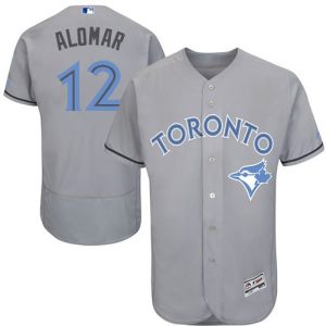 Stunning Blue Jays #12 Roberto Alomar Grey Flexbase Authentic Collection Father's Day Stitched MLB Jersey