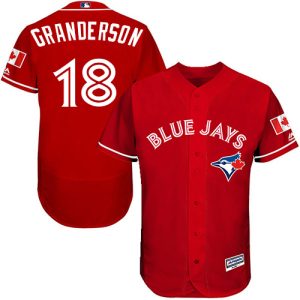 Stunning Blue Jays #18 Curtis Granderson Red Flexbase Authentic Collection Canada Day Stitched MLB Jersey