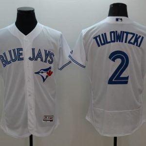 Stunning Blue Jays #2 Troy Tulowitzki White Flexbase Authentic Collection Stitched MLB Jersey