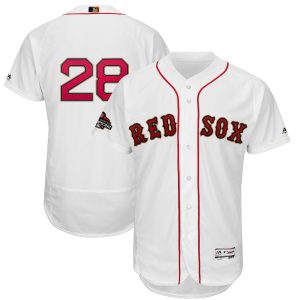 Stunning Boston Red Sox #28 J.D. Martinez Majestic 2019 Gold Program Flex Base Player Jersey White