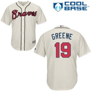 Stunning Braves #19 Shane Greene Cream New Cool Base Stitched MLB Jersey