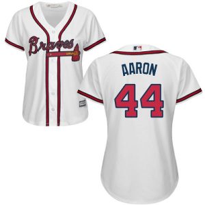 Stunning Braves #44 Hank Aaron White Home Women's Stitched MLB Jersey For a short time available Grab yours quickly to own a team jersey