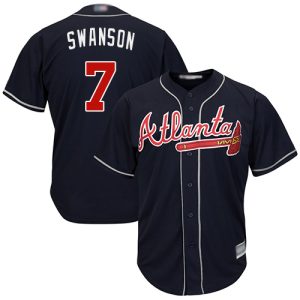 Stunning Braves #7 Dansby Swanson Navy Blue Cool Base Stitched Youth MLB Jersey For a short time available Grab yours quickly to own a team jersey