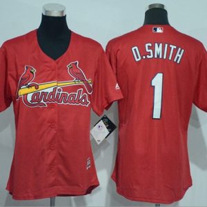 Stunning Cardinals #1 Ozzie Smith Red Women's Alternate Stitched MLB Jersey With high demand Don't miss out Order now to wear your team colors
