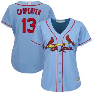 Stunning Cardinals #13 Matt Carpenter Light Blue Alternate Women's Stitched MLB Jersey Retailers boost your inventory Order now to meet customer demand