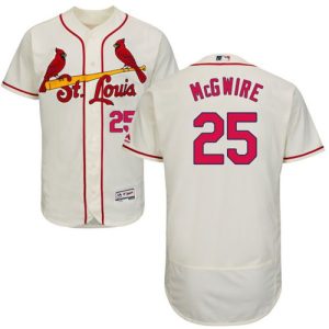 Stunning Cardinals #25 Mark McGwire Cream Flexbase Authentic Collection Stitched MLB Jersey