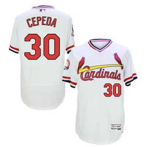 Stunning Cardinals #30 Orlando Cepeda White Flexbase Authentic Collection Cooperstown Stitched MLB Jersey