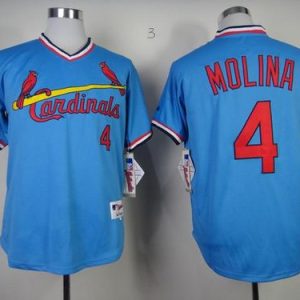 Stunning Cardinals #4 Yadier Molina Blue 1982 Turn Back The Clock Stitched MLB Jersey
