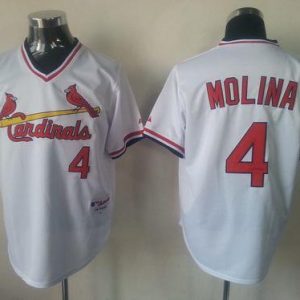 Stunning Cardinals #4 Yadier Molina White 1982 Turn Back The Clock Stitched MLB Jersey