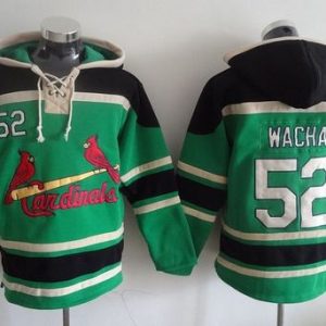 Stunning Cardinals #52 Michael Wacha Green Sawyer Hooded Sweatshirt MLB Hoodie