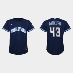 Stunning Chicago Cubs #43 Dan Winkler Youth Nike 2021 City Connect Navy MLB Jersey Collectors this is a must have Add it to your collection by ordering