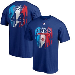 Stunning Chicago Cubs #44 Anthony Rizzo Majestic 2019 Spring Training Big & Tall Name & Number T Shirt Royal