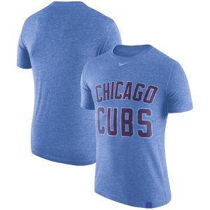 Stunning Chicago Cubs Nike Tri Blend DNA Wordmark Performance T Shirt Heathered Royal
