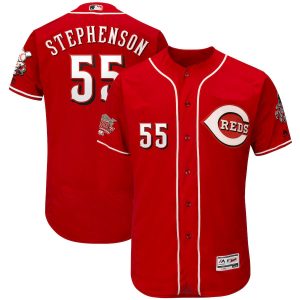 Stunning Cincinnati Reds #55 Robert Stephenson Majestic Alternate Authentic Collection Flex Base Player Jersey Scarlet