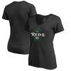 Stunning Cincinnati Reds Majestic Women's Forever Lucky V Neck T Shirt Black