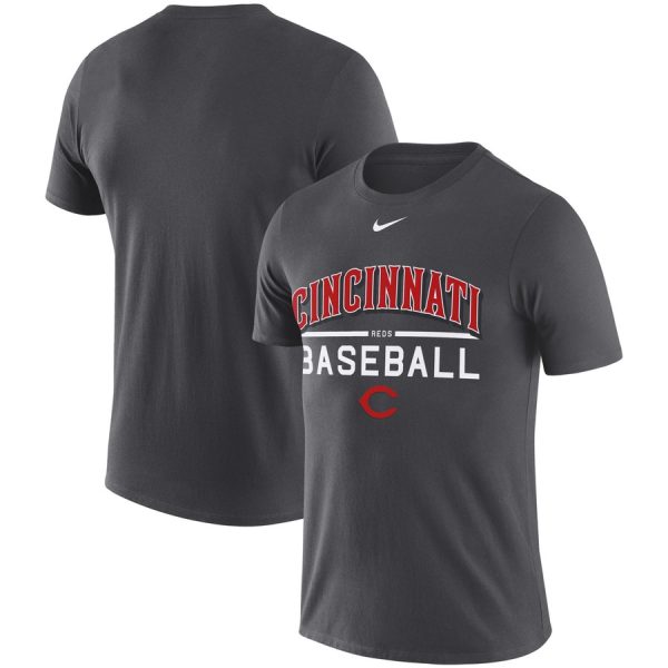 Stunning Cincinnati Reds Nike Practice Performance T Shirt Anthracite