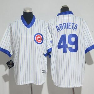 Stunning Cubs #49 Jake Arrieta White(Blue Strip) Cooperstown Women's Stitched MLB Jersey Act fast Only a few left Secure yours today