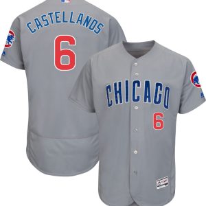 Stunning Cubs #6 Nicholas Castellanos Grey Flexbase Authentic Collection Road Stitched MLB Jersey