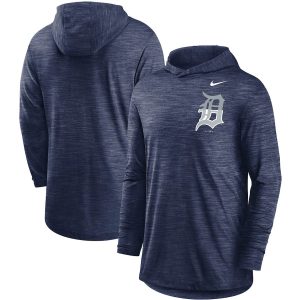 Stunning Detroit Tigers Nike Split Logo Performance Long Sleeve Hoodie Top Navy