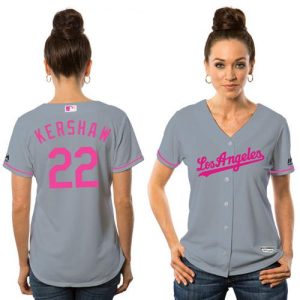 Stunning Dodgers #22 Clayton Kershaw Grey Mother's Day Cool Base Women's Stitched MLB Jersey With high demand Don't miss out Order now to wear your team colors