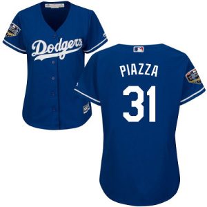 Stunning Dodgers #31 Mike Piazza Blue Alternate 2018 World Series Women's Stitched MLB Jersey Collectors this is a must have Add it to your collection by ordering