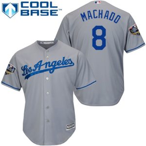 Stunning Dodgers #8 Manny Machado Grey Cool Base 2018 World Series Stitched Youth MLB Jersey Collectors this is a must have Add it to your collection by ordering
