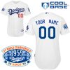 Stunning Dodgers Personalized Authentic White w/1955 World Series Anniversary Patch MLB Jersey (S 3XL)