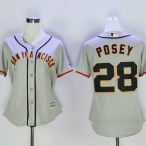 Stunning Giants #28 Buster Posey Grey Women's Road Stitched MLB Jersey Sports enthusiasts seize this opportunity Order now to feel the game excitement