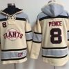 Stunning Giants #8 Hunter Pence Cream Sawyer Hooded Sweatshirt MLB Hoodie