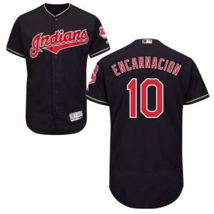 Stunning Guardians #10 Edwin Encarnacion Navy Blue Flexbase Authentic Collection Stitched MLB Jersey