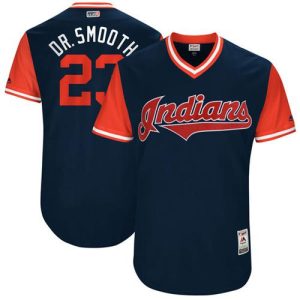 Stunning Guardians #23 Michael Brantley Navy Dr. Smooth Players Weekend Authentic Stitched MLB Jersey
