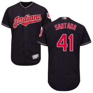 Stunning Guardians #41 Carlos Santana Navy Blue Flexbase Authentic Collection Stitched MLB Jersey