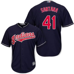 Stunning Guardians #41 Carlos Santana Navy Blue New Cool Base Stitched MLB Jersey