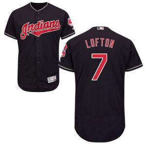Stunning Guardians #7 Kenny Lofton Navy Blue Flexbase Authentic Collection Stitched MLB Jersey