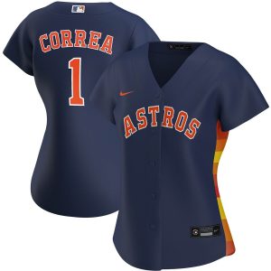 Stunning Houston Astros #1 Carlos Correa Nike Women's Alternate 2020 MLB Player Jersey Navy Hurry Exclusive offer Place your order immediately for a great jersey
