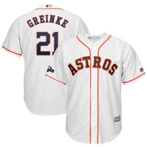 Stunning Houston Astros #21 Zack Greinke Majestic 2019 Postseason Official Cool Base Player Jersey White