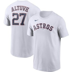 Stunning Houston Astros #27 Jose Altuve Nike Name & Number T Shirt White Hurry Exclusive offer Place your order immediately for a great jersey
