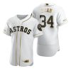 Stunning Houston Astros #34 Nolan Ryan White Nike Men's Authentic Golden Edition MLB Jersey