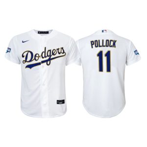 Stunning Los Angeles Dodgers #11 A.J. Pollock Youth Nike 2021 Gold Program World Series Champions MLB Jersey Whtie Limited stock Order now to show your love for your team