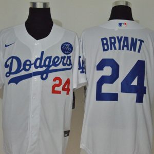Stunning Los Angeles Dodgers #24 Kobe Bryant Men??s Nike White Cool Base KB Patch MLB Jersey