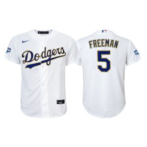 Stunning Los Angeles Dodgers #5 Freddie Freeman Youth Nike 2021 Gold Program World Series Champions MLB Jersey Whtie With high demand Don't miss out Order now to wear your team colors