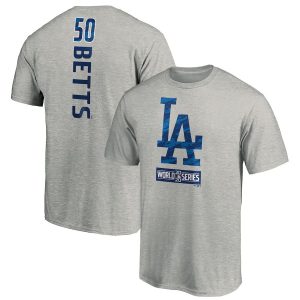 Stunning Los Angeles Dodgers #50 Mookie Betts 2020 World Series Bound Name & Number T Shirt Gray Sports enthusiasts seize this opportunity Order now to feel the game excitement