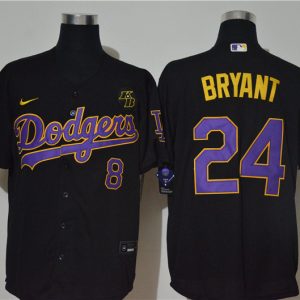 Stunning Los Angeles Dodgers #8 #24 Kobe Bryant Men's Nike Black Purple No. Cool Base 2020 KB Patch MLB Jersey